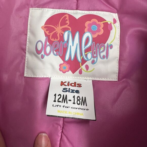 Obermeyer Pink Orange Geometric Baby Girl Bunting Snow Suit 12-18M - Picture 7 of 7